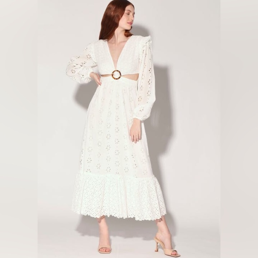 NWT Walter Baker Lyndon Dress Daisy Eyelet Maxi Dress in White Size 0
